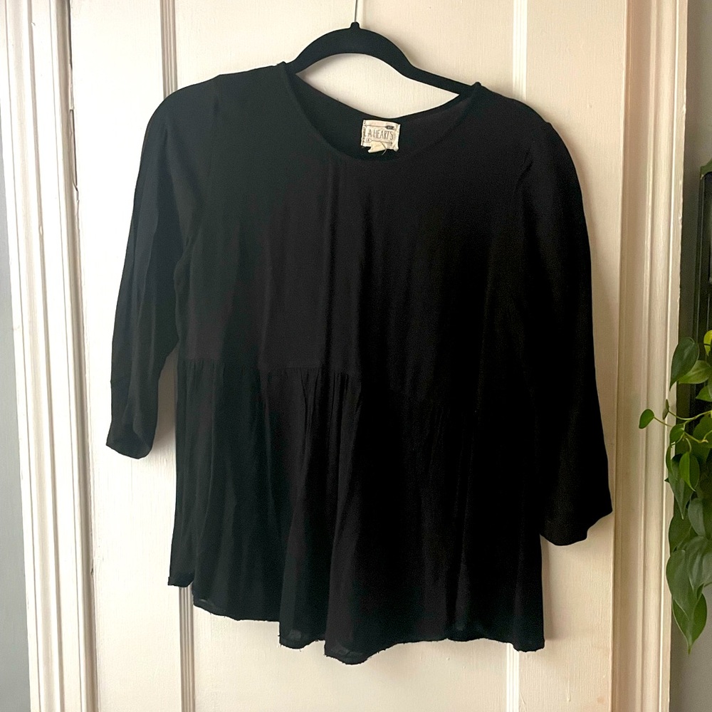 Black Slit Back Top